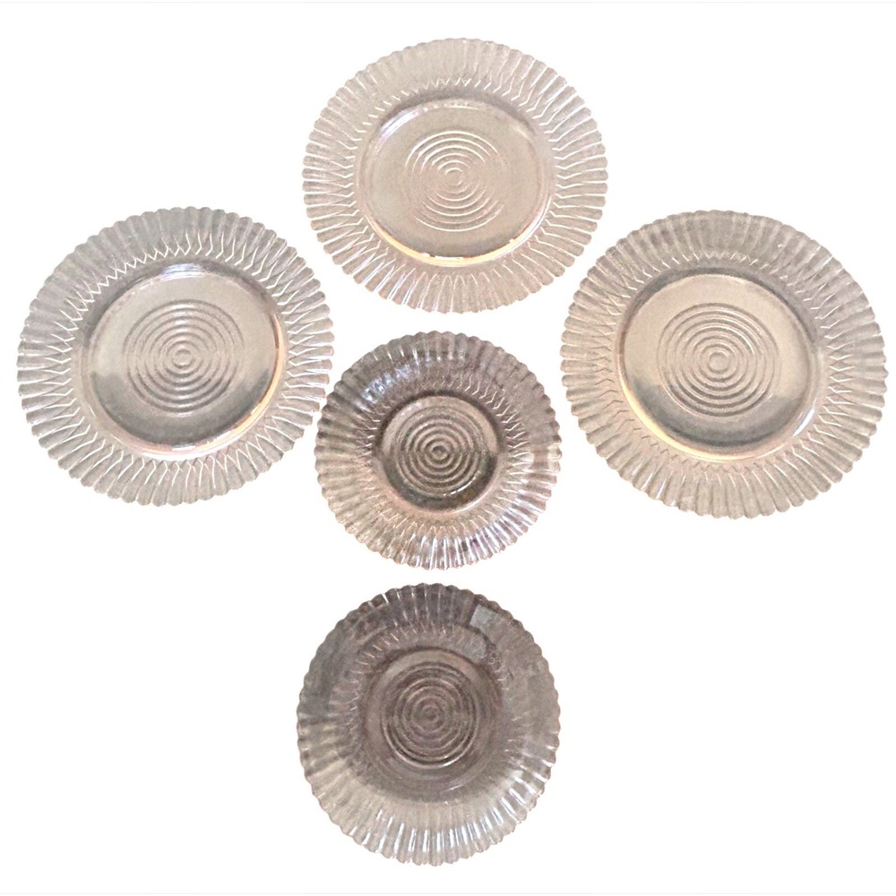Lot Of 5 Pink Depression Glass Macbeth-Evans Petalware Pattern Mid-Century‎